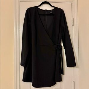 Forever 21 Black Long Sleeve Wrap Jumpsuit